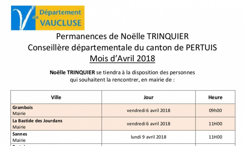 Permanences de Noëlle TRINQUIER
